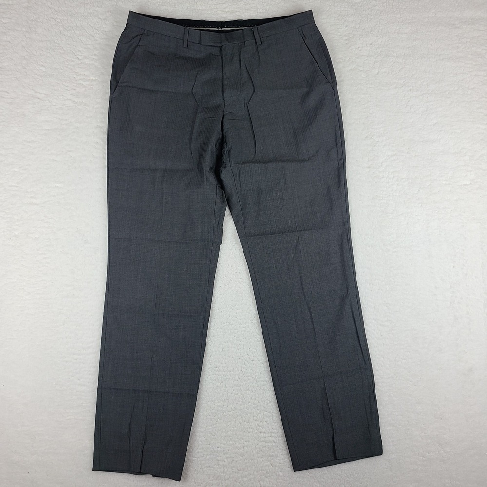 Hugo Boss Pants Mens 35x32 Charcoal Gray Sharp‎ US Trousers Dress Slacks *